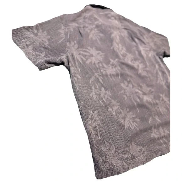 Tommy Bahama Shirt Mens L Gray‎ Hawaiian Silk Palm Tree Beach Retro Vintage - Picture 8 of 12